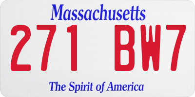 MA license plate 271BW7