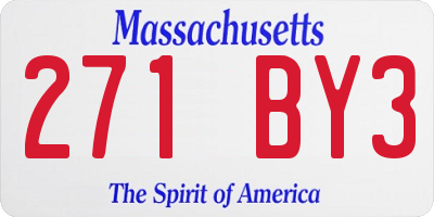 MA license plate 271BY3