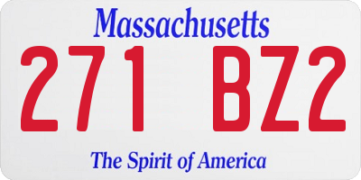 MA license plate 271BZ2