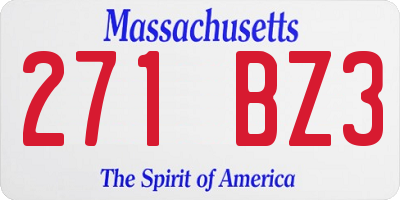 MA license plate 271BZ3