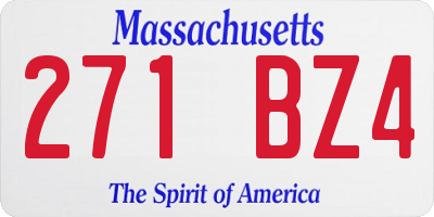 MA license plate 271BZ4
