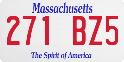 MA license plate 271BZ5
