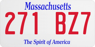 MA license plate 271BZ7