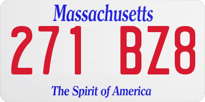 MA license plate 271BZ8