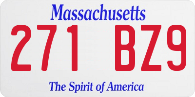 MA license plate 271BZ9