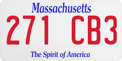 MA license plate 271CB3