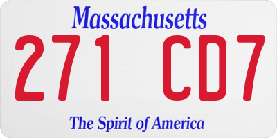 MA license plate 271CD7