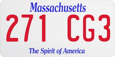 MA license plate 271CG3