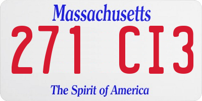 MA license plate 271CI3