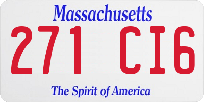 MA license plate 271CI6