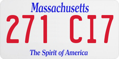 MA license plate 271CI7