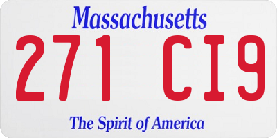 MA license plate 271CI9