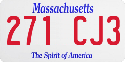 MA license plate 271CJ3