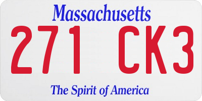 MA license plate 271CK3