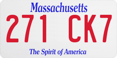 MA license plate 271CK7