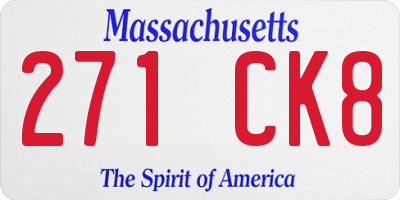 MA license plate 271CK8