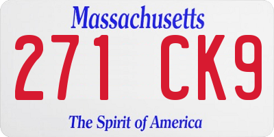 MA license plate 271CK9