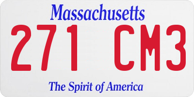 MA license plate 271CM3