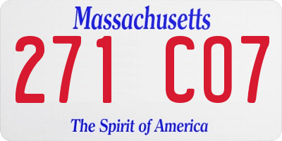 MA license plate 271CO7