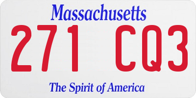MA license plate 271CQ3