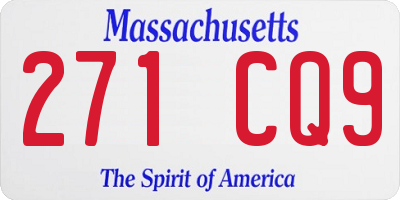 MA license plate 271CQ9