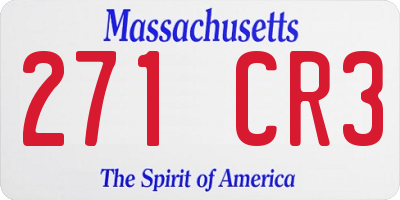 MA license plate 271CR3