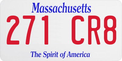 MA license plate 271CR8