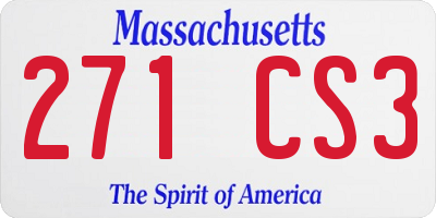 MA license plate 271CS3