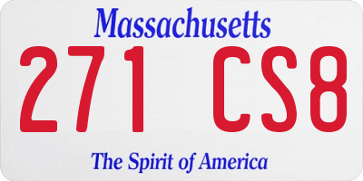 MA license plate 271CS8