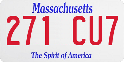 MA license plate 271CU7