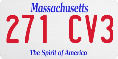 MA license plate 271CV3