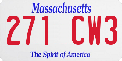 MA license plate 271CW3