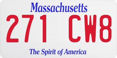 MA license plate 271CW8