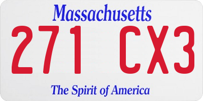 MA license plate 271CX3