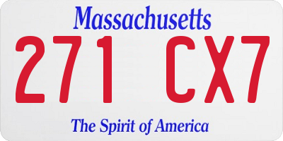 MA license plate 271CX7