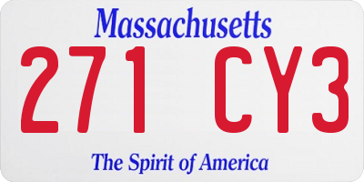 MA license plate 271CY3