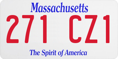MA license plate 271CZ1