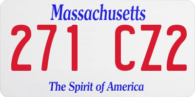 MA license plate 271CZ2