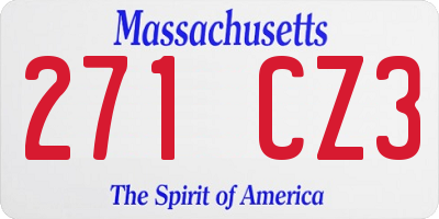 MA license plate 271CZ3