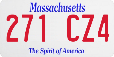 MA license plate 271CZ4