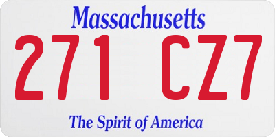 MA license plate 271CZ7