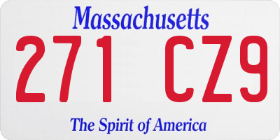 MA license plate 271CZ9