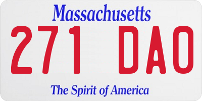 MA license plate 271DA0