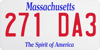 MA license plate 271DA3