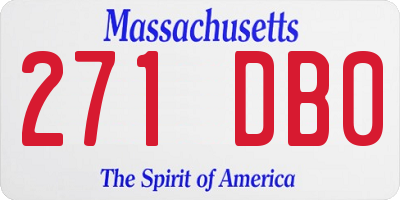 MA license plate 271DB0