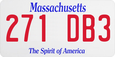 MA license plate 271DB3