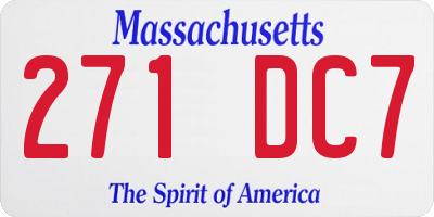 MA license plate 271DC7