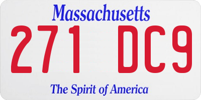 MA license plate 271DC9