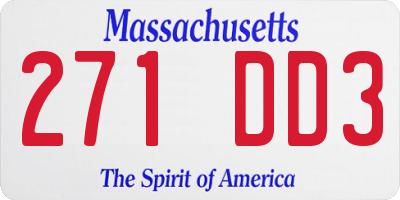 MA license plate 271DD3