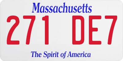 MA license plate 271DE7